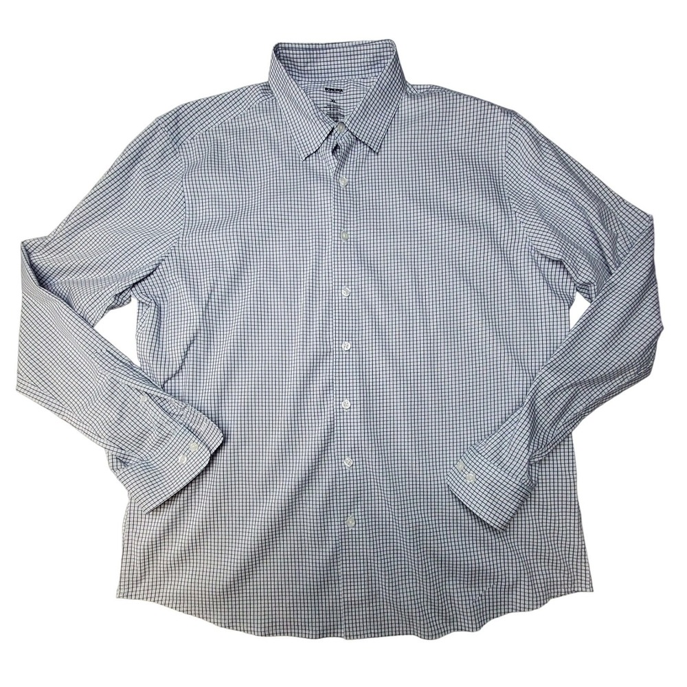 Sonoma Goods for Life Shirt Mens XL White/Blue Button Up Checkered Long Sleeve - Picture 2 of 4